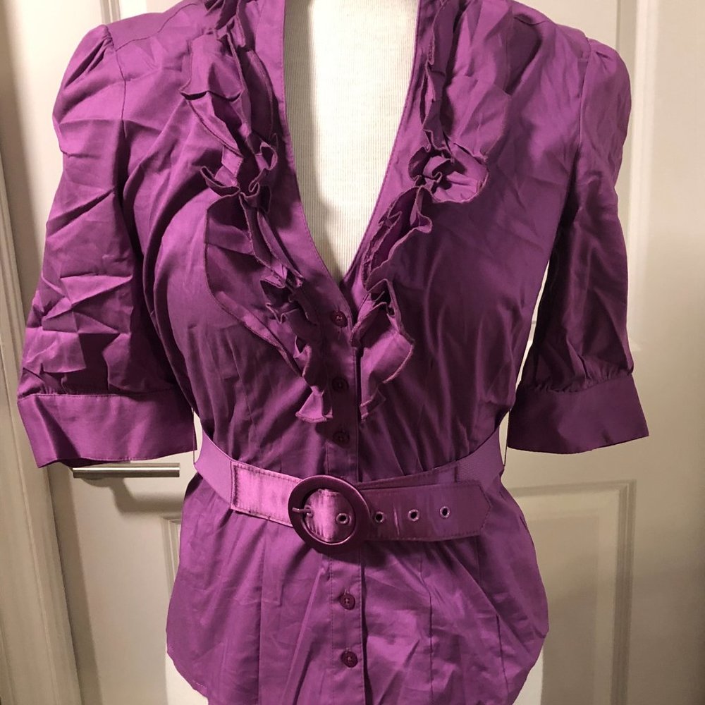 BEBE Belted Purple Button Down